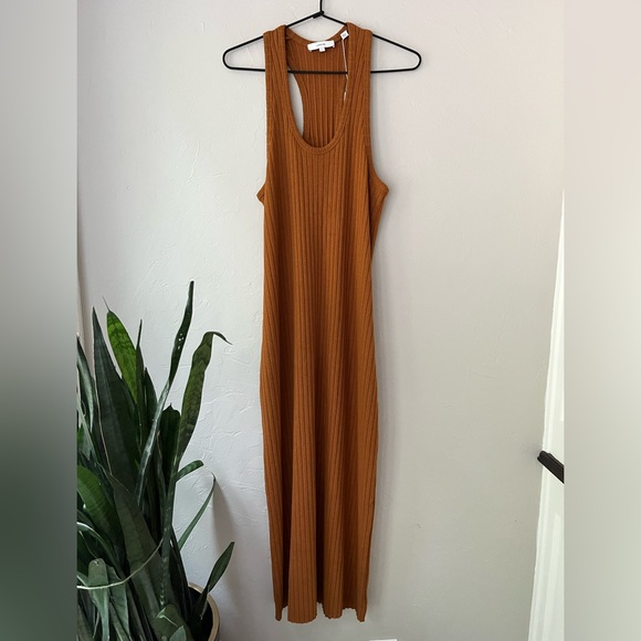 🧡VINCE AMBER ROOT RIBBED TANK DRESS L - Picture 4 of 5